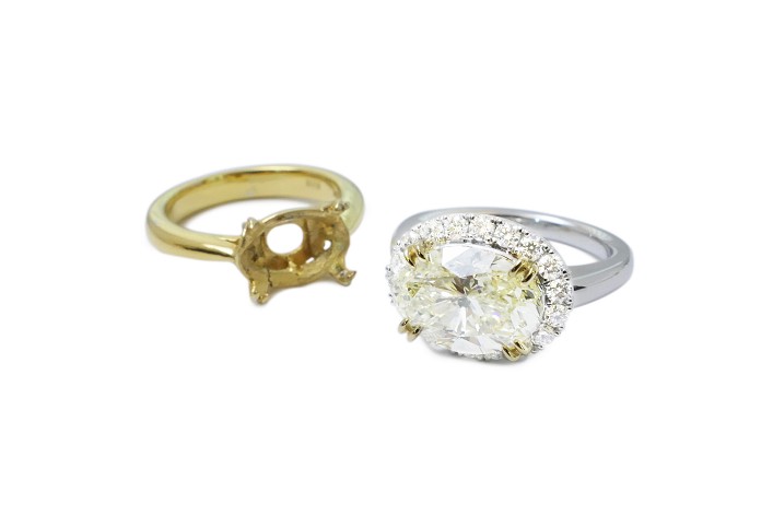 オーバルカットダイヤモンドリングをリフォーム - ジュエリーリフォーム事例｜ダイヤの指輪などのリフォームならジュエリー服部